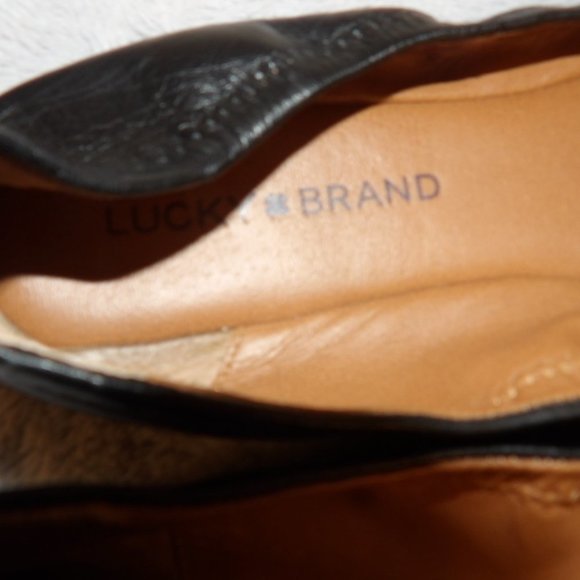 Lucky Brand Leather Black Ballet Flats Sz 10M - Picture 4 of 6